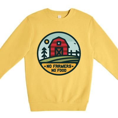 Retro No Farming No Food No Farmers Funny Farm Lovers  Premium Crewneck Sweatshirt