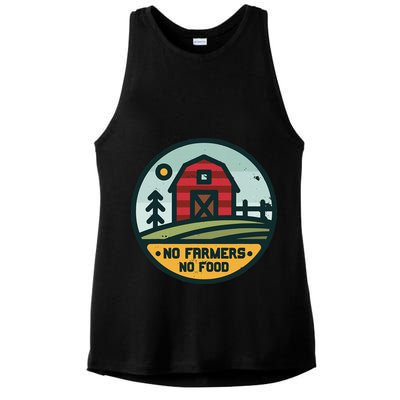 Retro No Farming No Food No Farmers Funny Farm Lovers  Ladies PosiCharge Tri-Blend Wicking Tank