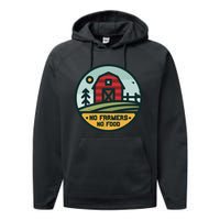 Retro No Farming No Food No Farmers Funny Farm Lovers  Performance Fleece Hoodie