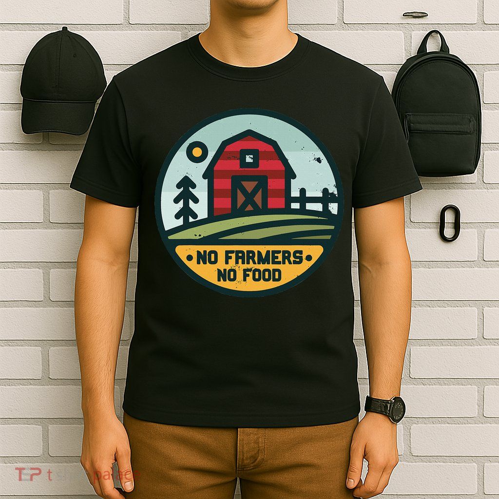 Retro No Farming No Food No Farmers Funny Farm Lovers  T-Shirt