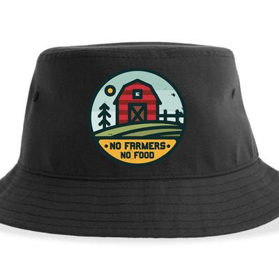 Retro No Farming No Food No Farmers Funny Farm Lovers  Sustainable Bucket Hat