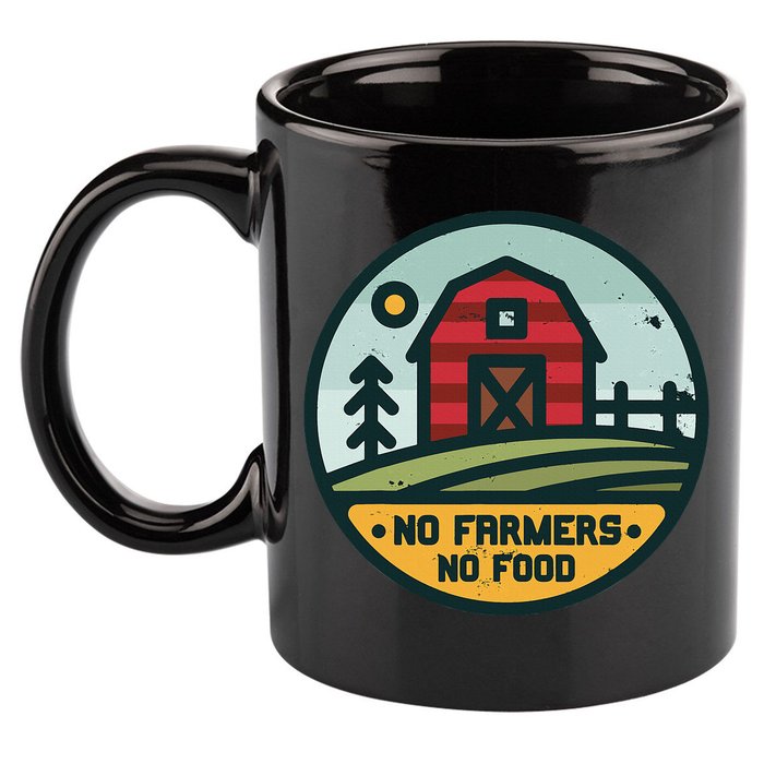 Retro No Farming No Food No Farmers Funny Farm Lovers  11oz C Handle Ceramic Mug
