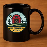 Retro No Farming No Food No Farmers Funny Farm Lovers  11oz C Handle Ceramic Mug