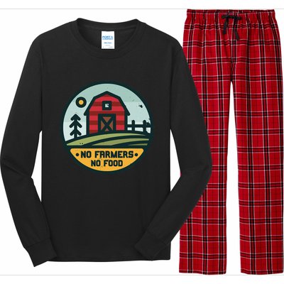 Retro No Farming No Food No Farmers Funny Farm Lovers  Long Sleeve Pajama Set