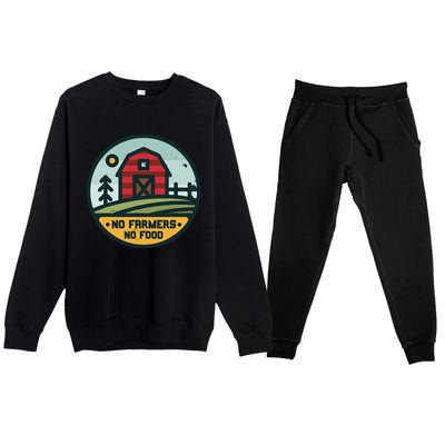 Retro No Farming No Food No Farmers Funny Farm Lovers  Premium Crewneck Sweatsuit Set