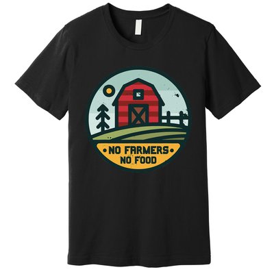 Retro No Farming No Food No Farmers Funny Farm Lovers  Premium T-Shirt