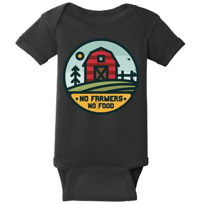 Retro No Farming No Food No Farmers Funny Farm Lovers  Baby Bodysuit