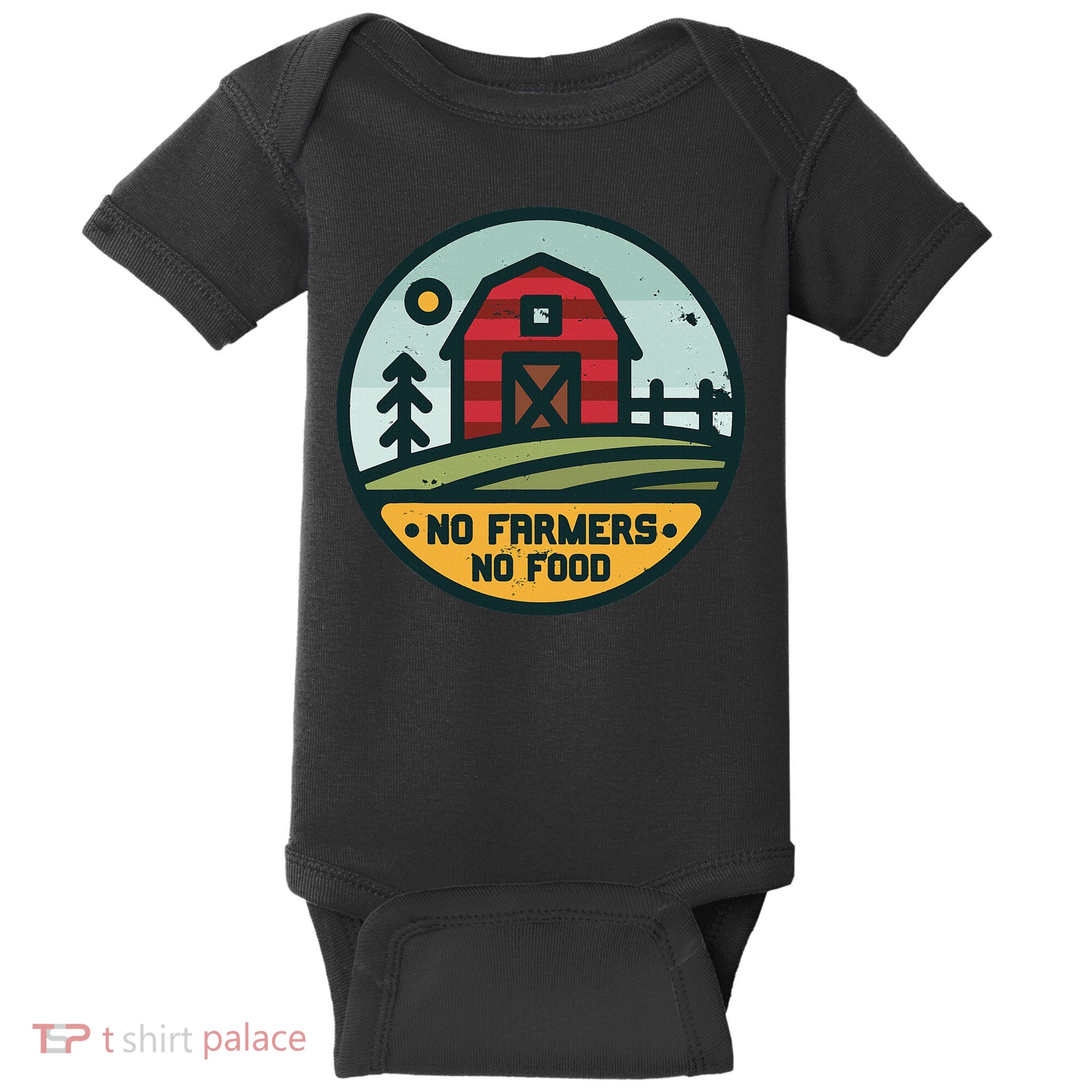 Retro No Farming No Food No Farmers Funny Farm Lovers  Baby Bodysuit