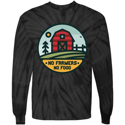 Retro No Farming No Food No Farmers Funny Farm Lovers  Tie-Dye Long Sleeve Shirt