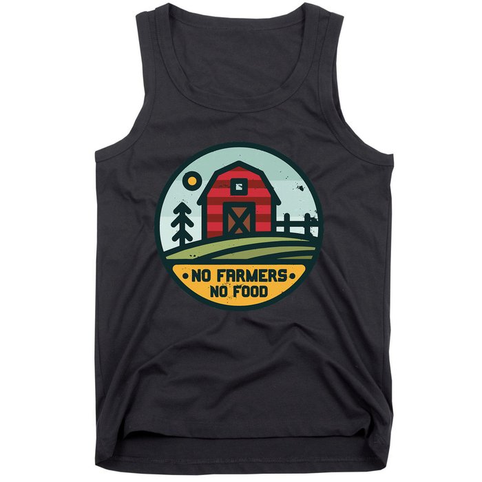 Retro No Farming No Food No Farmers Funny Farm Lovers  Tank Top