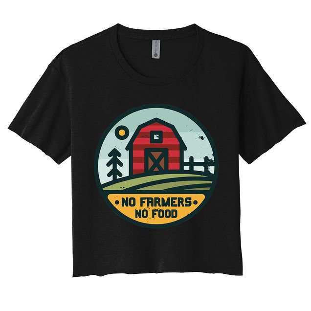 Retro No Farming No Food No Farmers Funny Farm Lovers  Crop Top