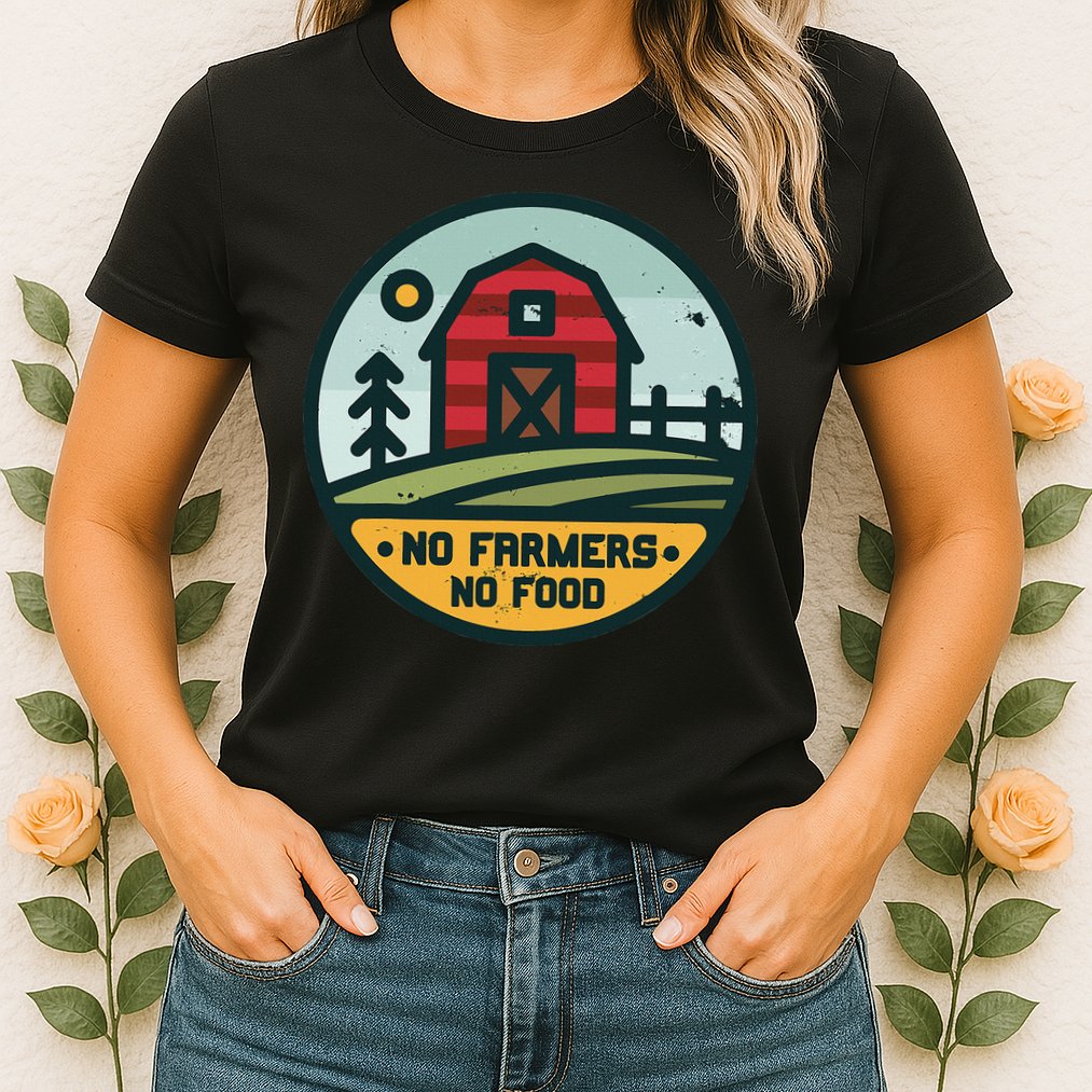Retro No Farming No Food No Farmers Funny Farm Lovers  Womens T-Shirt