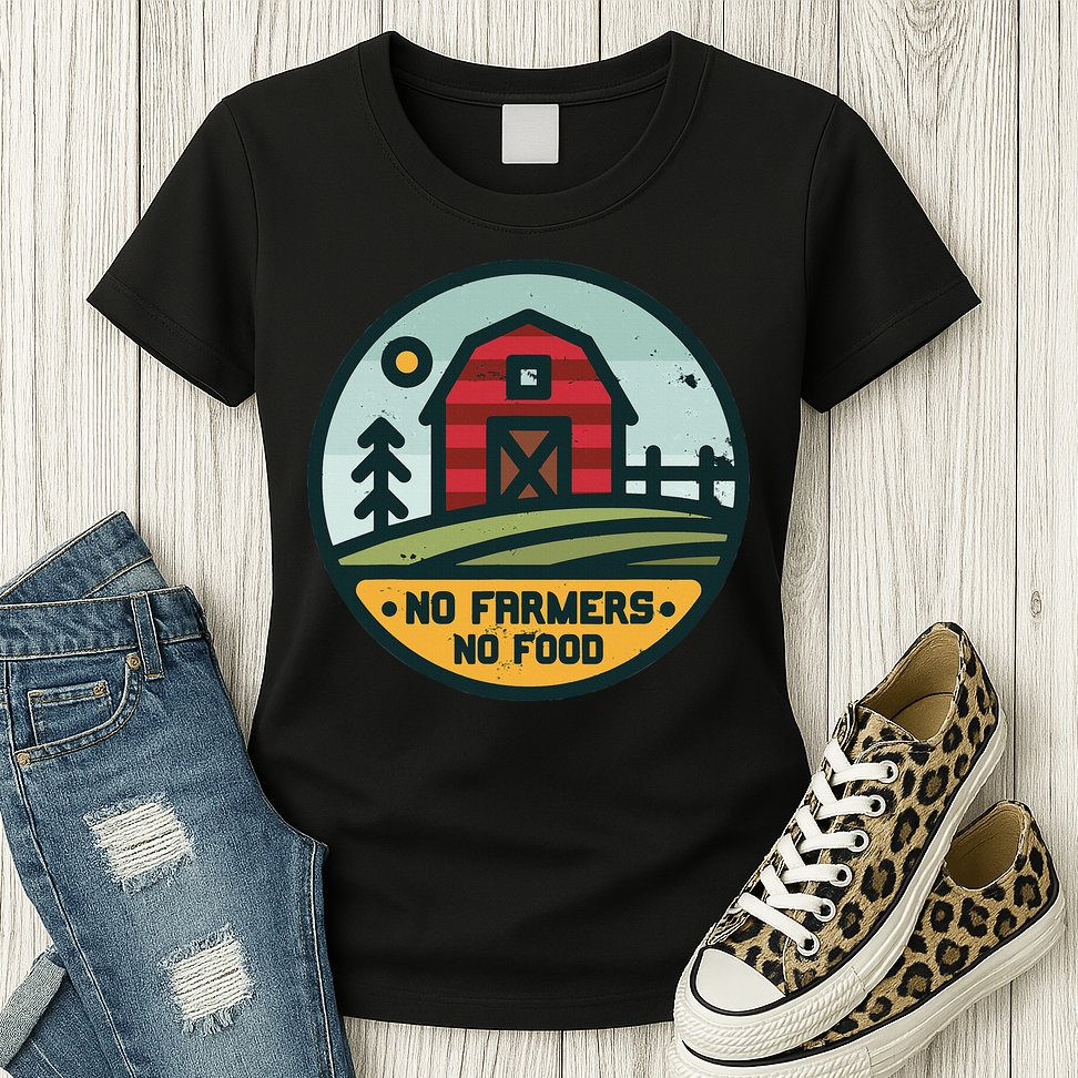 Retro No Farming No Food No Farmers Funny Farm Lovers  Womens T-Shirt