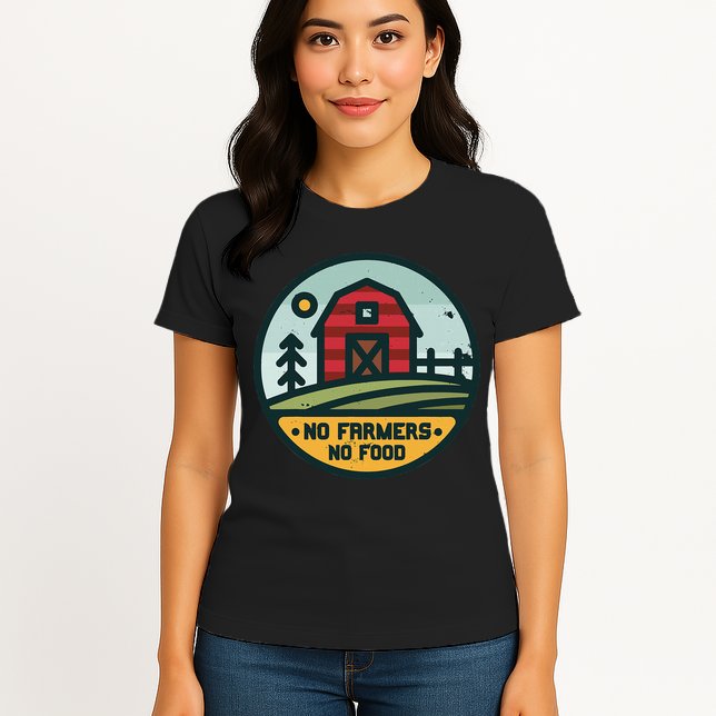 Retro No Farming No Food No Farmers Funny Farm Lovers  Womens T-Shirt