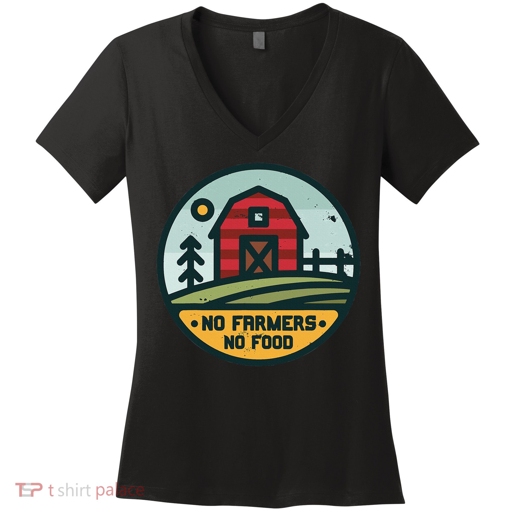Retro No Farming No Food No Farmers Funny Farm Lovers  Women's V-Neck T-Shirt