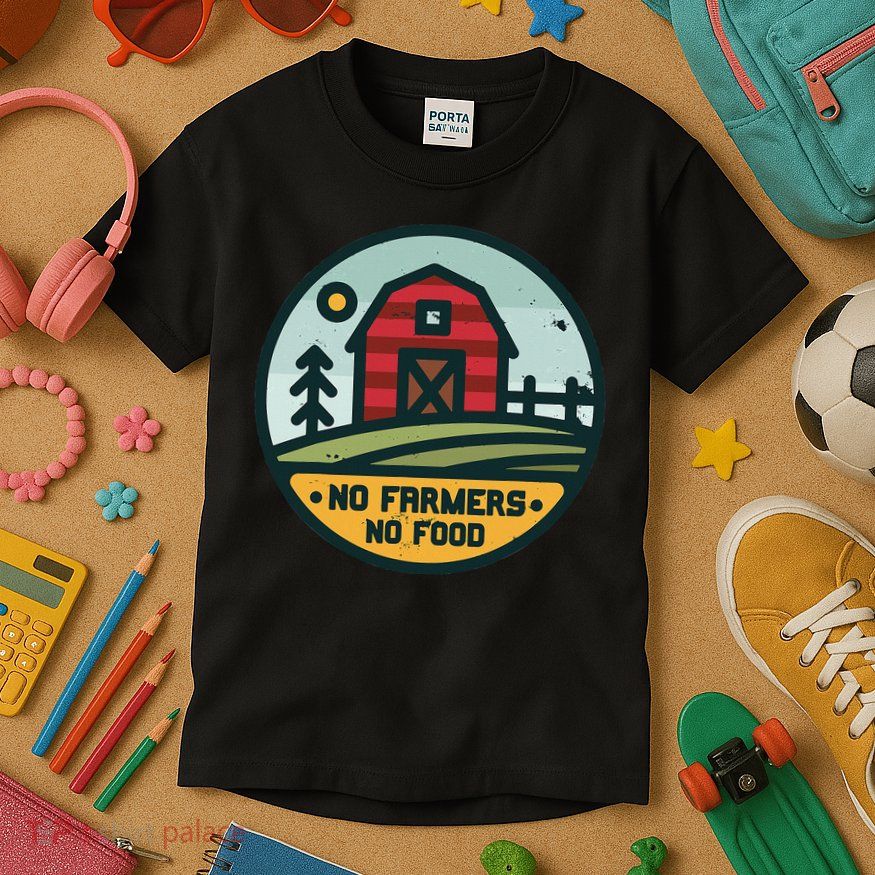 Retro No Farming No Food No Farmers Funny Farm Lovers  Kids T-Shirt