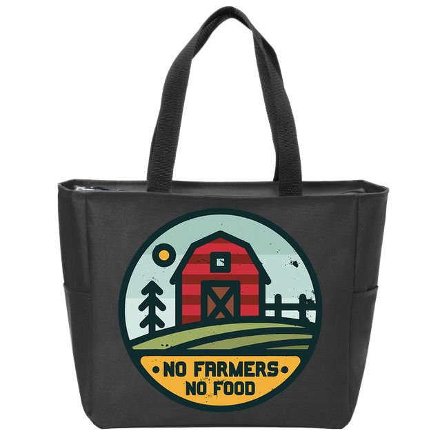 Retro No Farming No Food No Farmers Funny Farm Lovers  Zip Tote Bag