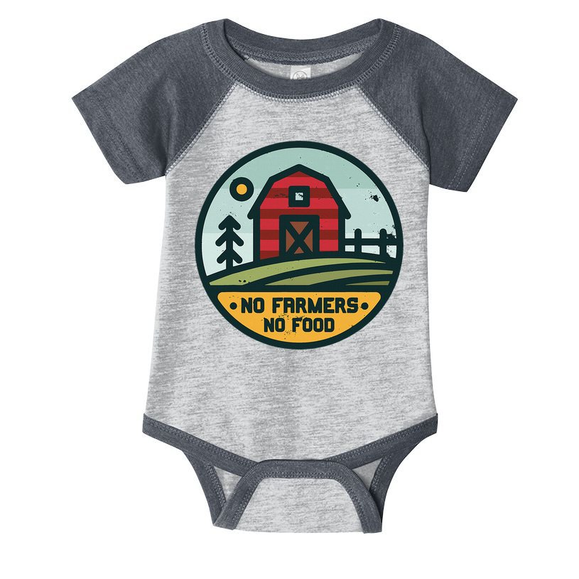 Retro No Farming No Food No Farmers Funny Farm Lovers  Infant Baby Jersey Bodysuit