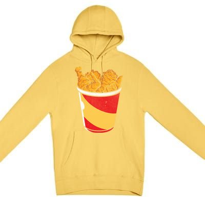 Retro National Fried Chicken Day Funny Fast Food Lover Gift Premium Pullover Hoodie