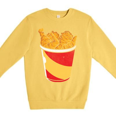 Retro National Fried Chicken Day Funny Fast Food Lover Gift Premium Crewneck Sweatshirt