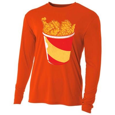 Retro National Fried Chicken Day Funny Fast Food Lover Gift Cooling Performance Long Sleeve Crew