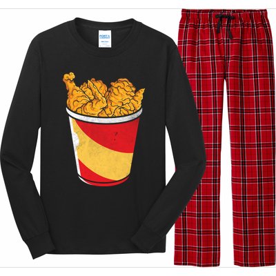 Retro National Fried Chicken Day Funny Fast Food Lover Gift Long Sleeve Pajama Set