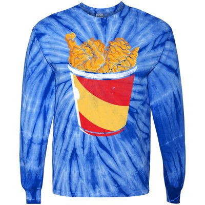 Retro National Fried Chicken Day Funny Fast Food Lover Gift Tie-Dye Long Sleeve Shirt