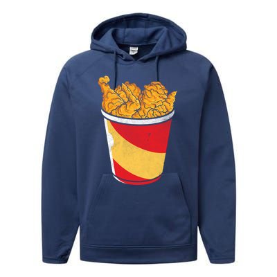 Retro National Fried Chicken Day Funny Fast Food Lover Gift Performance Fleece Hoodie