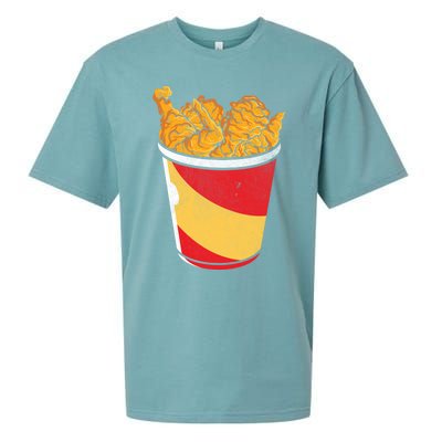 Retro National Fried Chicken Day Funny Fast Food Lover Gift Sueded Cloud Jersey T-Shirt