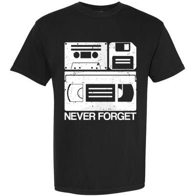 Retro Never Forget Cassette Floppy Disk Vhs Tape Garment-Dyed Heavyweight T-Shirt