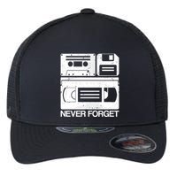 Retro Never Forget Cassette Floppy Disk Vhs Tape Flexfit Unipanel Trucker Cap