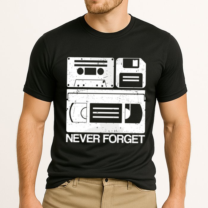 Retro Never Forget Cassette Floppy Disk Vhs Tape Performance Shirt