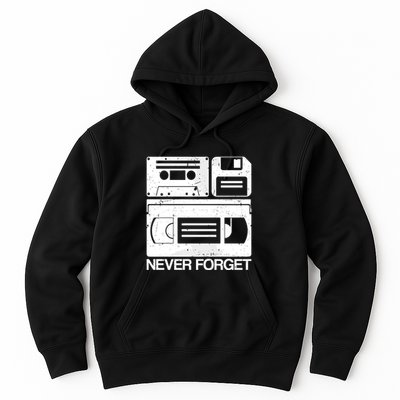 Retro Never Forget Cassette Floppy Disk Vhs Tape Hoodie