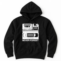 Retro Never Forget Cassette Floppy Disk Vhs Tape Hoodie