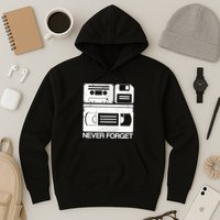 Retro Never Forget Cassette Floppy Disk Vhs Tape Hoodie