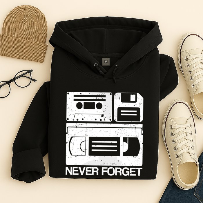 Retro Never Forget Cassette Floppy Disk Vhs Tape Hoodie