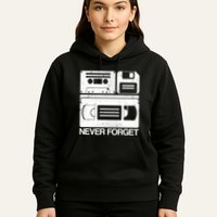 Retro Never Forget Cassette Floppy Disk Vhs Tape Hoodie