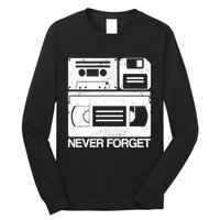 Retro Never Forget Cassette Floppy Disk Vhs Tape Long Sleeve Shirt