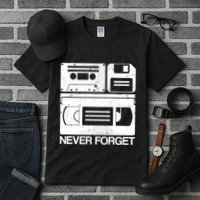 Retro Never Forget Cassette Floppy Disk Vhs Tape Tall T-Shirt