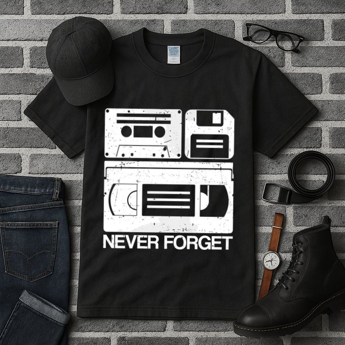 Retro Never Forget Cassette Floppy Disk Vhs Tape Tall T-Shirt