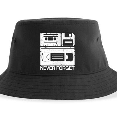 Retro Never Forget Cassette Floppy Disk Vhs Tape Sustainable Bucket Hat