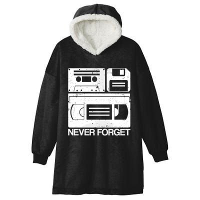 Retro Never Forget Cassette Floppy Disk Vhs Tape Hooded Wearable Blanket