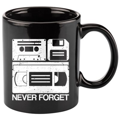 Retro Never Forget Cassette Floppy Disk Vhs Tape 11oz C Handle Ceramic Mug