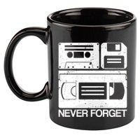 Retro Never Forget Cassette Floppy Disk Vhs Tape 11oz C Handle Ceramic Mug