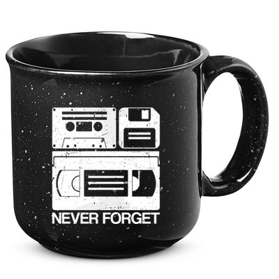 Retro Never Forget Cassette Floppy Disk Vhs Tape 15oz Campfire Ceramic Mug