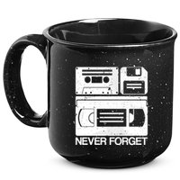 Retro Never Forget Cassette Floppy Disk Vhs Tape 15oz Campfire Ceramic Mug