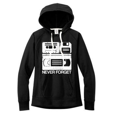 Retro Never Forget Cassette Floppy Disk Vhs Tape Women's Fleece Hoodie