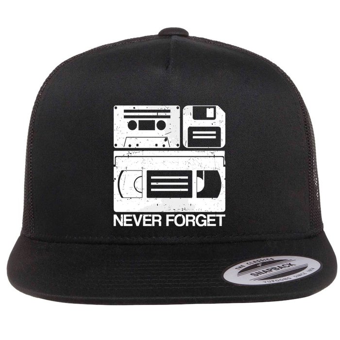 Retro Never Forget Cassette Floppy Disk Vhs Tape Flatbill Hat