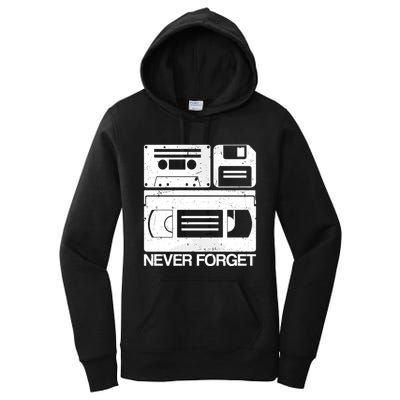 Retro Never Forget Cassette Floppy Disk Vhs Tape Women's Pullover Hoodie