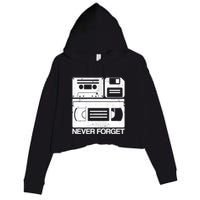 Retro Never Forget Cassette Floppy Disk Vhs Tape Crop Fleece Hoodie